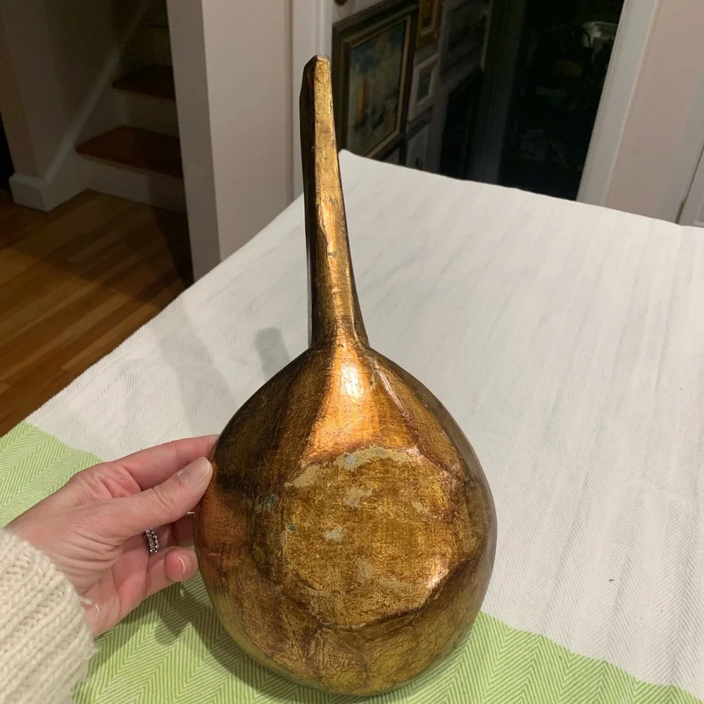Vintage Florentine wooden Ladle with Red and Gold Accents